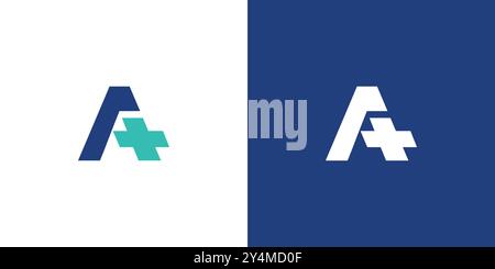 Simple and modern letter A combination health logo design Stock Vector