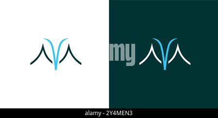 Modern and Unique VM  logo design Stock Vector