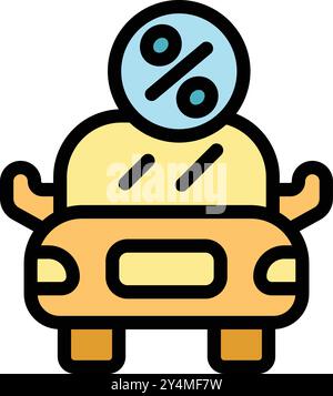 This vector illustration features a car with a percentage symbol, representing the concept of car loans and financing options Stock Vector