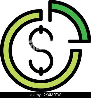 Circular economy icon representing the continuous cycle of money flow and resource efficiency Stock Vector