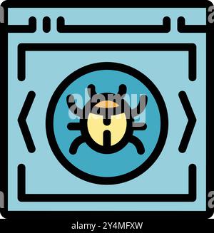 Website malware bug infecting system icon in colorful filled outline style for apps and websites Stock Vector