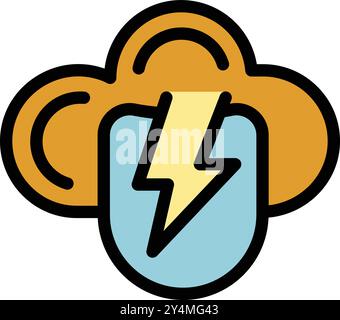 Cloud hosting server generating electricity as a symbol of the power and potential of cloud computing Stock Vector