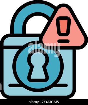 This vector illustration of a padlock with a warning sign is perfect for representing online security threats Stock Vector