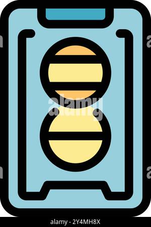 Icon of a modern double capsule coffee machine interface displaying two capsules ready for brewing Stock Vector