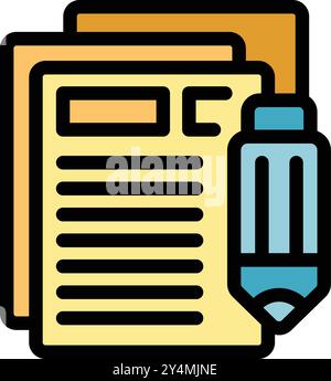 Pencil taking notes on paper representing the concept of copywriting Stock Vector