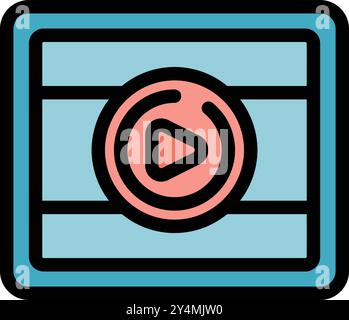 Simple video player interface is displaying, ready to play digital content Stock Vector
