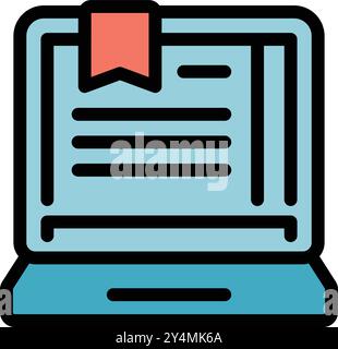 Laptop displaying a bookmarked webpage, symbolizing efficient web browsing and information management Stock Vector