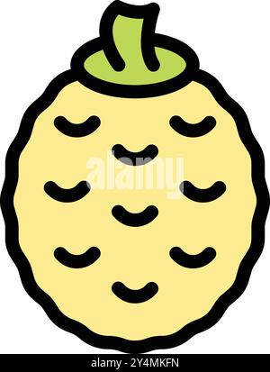 This vector illustration features a durian fruit, known for its unique aroma and taste, a popular delicacy in southeast asia Stock Vector