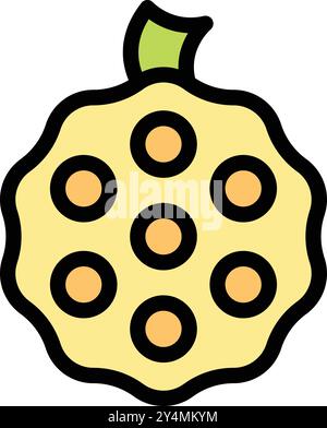 Lotus flower seed head with seeds growing inside, simple colored vector illustration Stock Vector