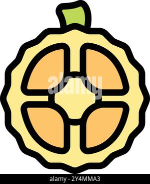 Jackfruit showing ripe edible arils icon, outline style Stock Vector