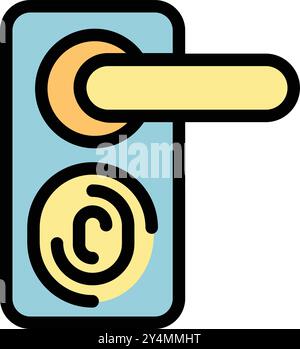 Fingerprint lock system is ensuring security and controlling access on a door Stock Vector