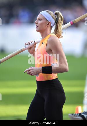 Molly Caudery of Great Britain competing in the women pole vault at the Memorial Van Damme Diamond League athletics finals at the King Baudouin Stadiu Stock Photo