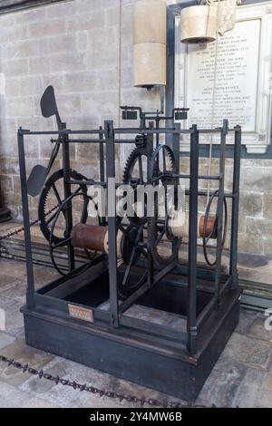 The medieval clock - one of the world's oldest clocks in Salisbury Cathedral, Wiltshire, England Stock Photo