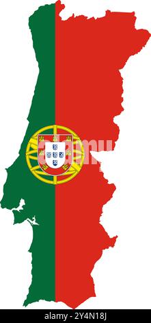 Portugal flag map contour vector illustration Stock Vector
