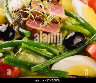 Nicoise salad with tuma and tomato Stock Photo