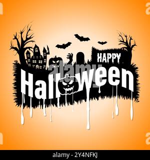 Vector illustration of Happy Halloween social media feed template Stock Vector
