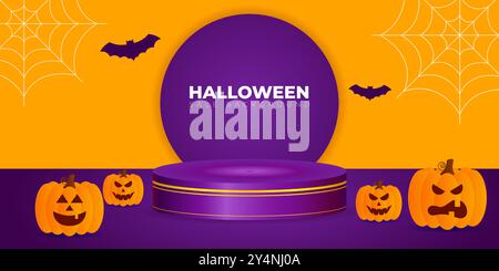 Vector illustration of Happy Halloween Sale social media feed template Stock Vector