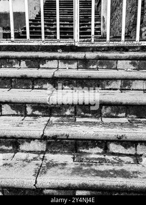Concrete Steps and Metal Frame: Architectural Contrast. Stock Photo