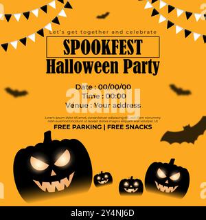 Vector illustration of Happy Halloween Invitation social media feed template Stock Vector