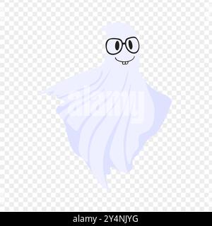 Vector illustration of Halloween ghost on transparent background Stock Vector