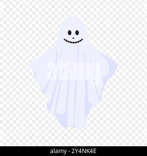 Vector illustration of Halloween ghost on transparent background Stock Vector