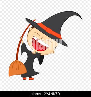 Vector illustration of boy in wizard costume on transparent background Stock Vector