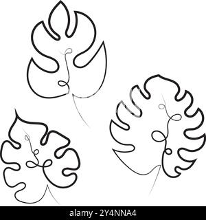 Continuous line botanical art. Stock Vector
