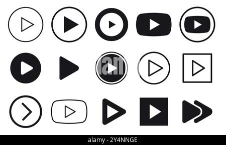 Black and outline play video buttons. Stock Vector