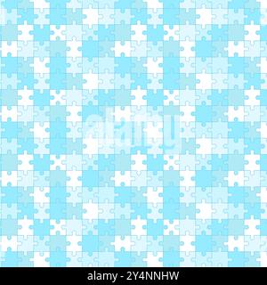 Blue colorful jigsaw puzzle seamless pattern Stock Vector