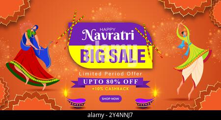 Vector illustration of Happy Navratri Sale social media feed template ...