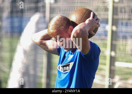 Saint Petersburg, Russia. 19th Sep, 2024. Dmitri Chistyakov, of the Zenit football club seen during an open training at the Zenit FC training base in Saint Petersburg before the Zenit Saint Petersburg - Fakel Voronezh football match, Russian Premier League, which will be held in Saint-Petersburg, Gazprom Arena. (Photo by Maksim Konstantinov/SOPA Image/Sipa USA) Credit: Sipa USA/Alamy Live News Stock Photo