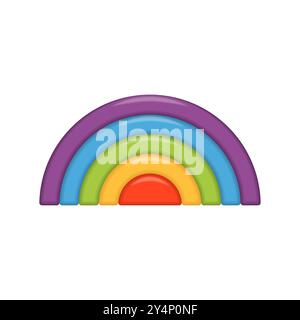 Vector image of a colorful wooden rainbow, ideal for children play and learning. Stock Vector