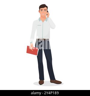 Vector illustration of a businessman holding a red folder, perfect for corporate themes. Stock Vector