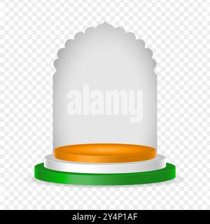 Vector illustration of tricolor podium with arch on transparent background Stock Vector