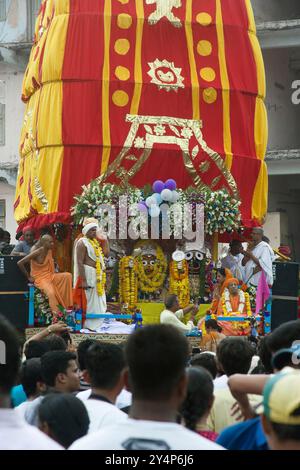 Vadodara, Gujarat / India - June 25, 2017 : A view of the public procession of the Lord Jagannath, BalaBhadra and Subhadra with a chariot during the c Stock Photo