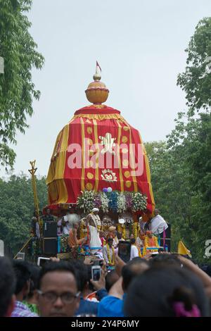 Vadodara, Gujarat / India - June 25, 2017 : A view of the public procession of the Lord Jagannath, BalaBhadra and Subhadra with a chariot during the c Stock Photo