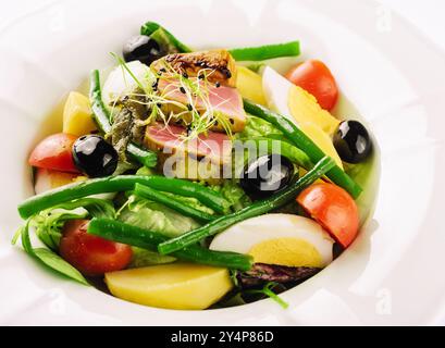 Nicoise salad with tuma and tomato Stock Photo