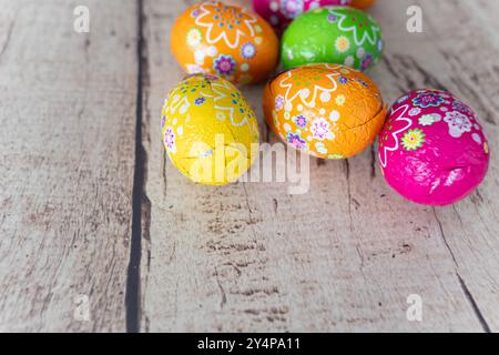 collection of brightly colored easter eggs Stock Photo
