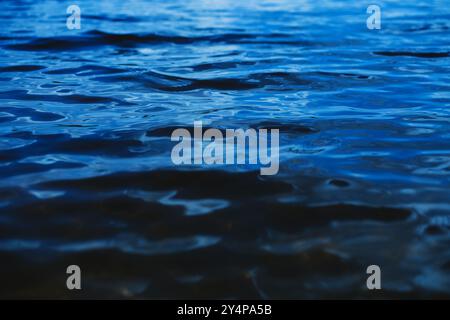 Blue  surface of the ocean with gentle ripples on the surface and light refracting Stock Photo