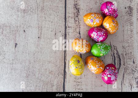 collection of brightly colored easter eggs Stock Photo