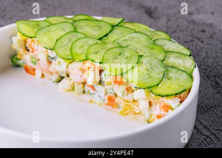 Steamed organic vegetable medly with peas, corn, beans, and carrots Stock Photo