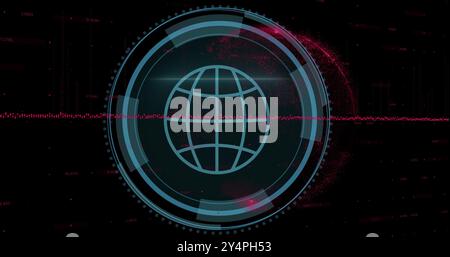 Image of globe and scope scanning over globe Stock Photo