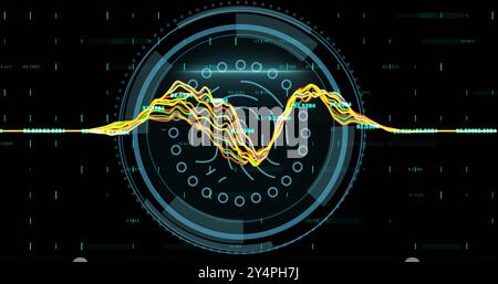 Image of fingerprint and scope scanning over data processing Stock Photo
