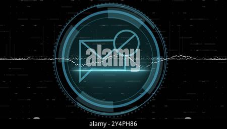 Image of envelope and scope scanning over data processing Stock Photo