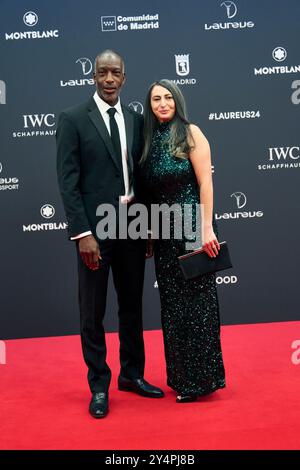 Michael Johnson, Armine Shamiryan attends Laureus World Sports Awards Madrid 2024 - Red Carpet at Palacio de Cibeles on April 22, 2024 in Madrid, Spain. Stock Photo