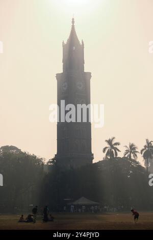 Mumbai, Maharashtra / India - December 9, 2006: The silhouette view of the Rajabai clock tower in south Mumbai. Stock Photo