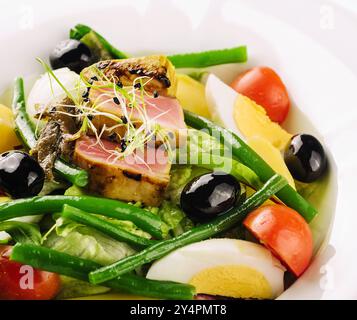 Nicoise salad with tuma and tomato Stock Photo