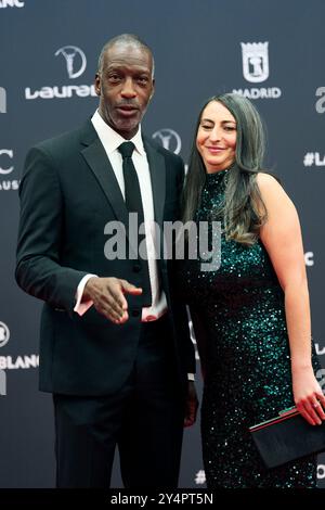 Michael Johnson, Armine Shamiryan attends Laureus World Sports Awards Madrid 2024 - Red Carpet at Palacio de Cibeles on April 22, 2024 in Madrid, Spain. Stock Photo