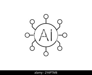 Ai, artificial intelligence icon. Vector illustration. Stock Vector