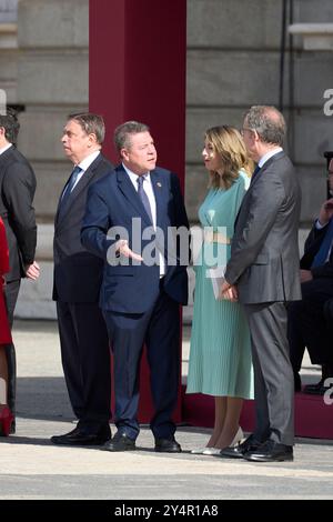 Maria Jesus Montero, Vide President, Emiliano Garcia Page, Maria Guardiola, Alberto Nunez Feijoo attends bicentenary of the National Police at Royal Palace on May 8, 2024 in Madrid, Spain. Stock Photo